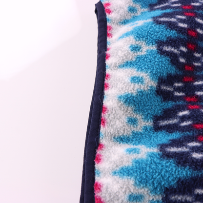 PATAGONIA Blue & Red 'Synchilla' Aztec Stripe 1/4 Snap Fleece Sweatshirt (XXS)