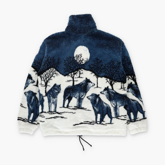 Wolves & Full Moon All Over Fleece Jacket England Made (S-M)