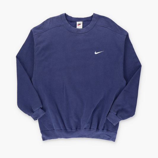 NIKE Casual Navy & White Embroidered Swoosh Logo Sweatshirt (M-L Tall)