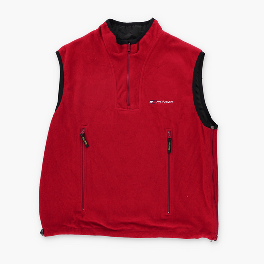 TOMMY HILFIGER Reversible 'Athletics Div' 1/4 Zip Fleece Vest (L-XL)