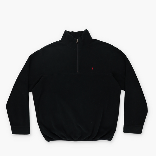 RALPH LAUREN POLO Embroidered Red Logo 1/4 Zip Fleece Sweatshirt (L)