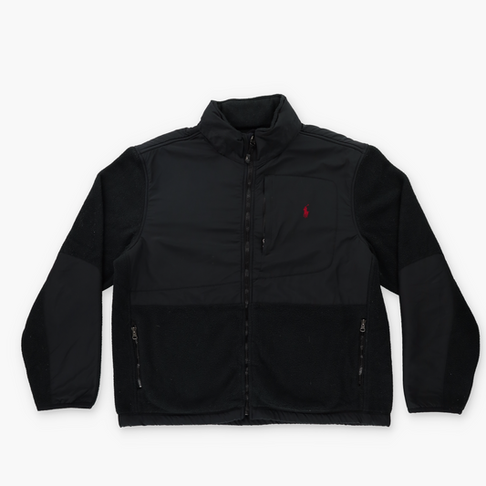 RALPH LAUREN POLO 90s Small Red Pony Black Fleece Zip-Up Jacket (XL)