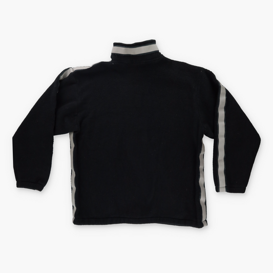 Lucky Strike Suzuki Grey Striped Sleeve Black 1/4 Zip Fleece Sweatshirt (M-L)