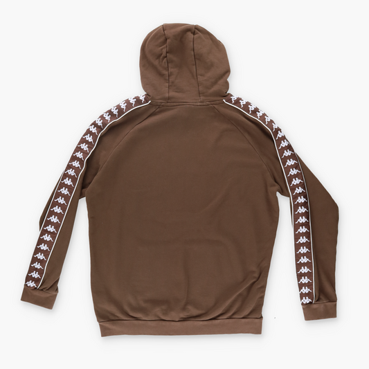KAPPA Large Logo Striped Logo Sleeve Detailed Brown Hooded Sweatshirt (XL)