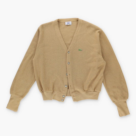 Vintage LACOSTE IZOD Classic Embroidered Crocodile Beige Knit Cardigan (L) Vintage Sole Melbourne