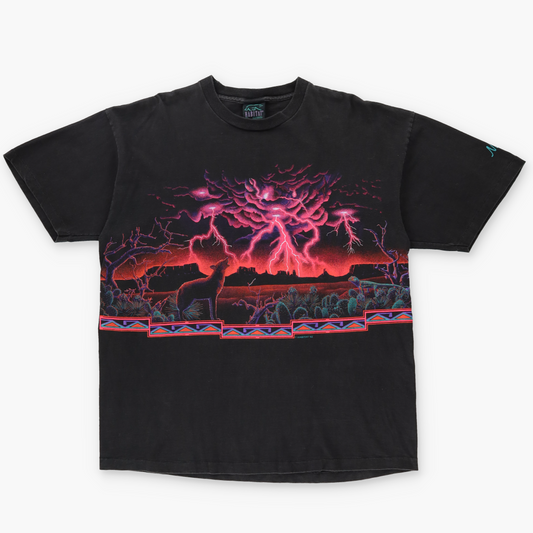 HABITAT Fluro Wolf Lightning Nebraska USA Made Single Stitch Tee (XL)