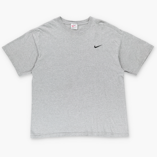 NIKE Embroidered Swoosh Logo USA Made Grey & Black Tee (L)