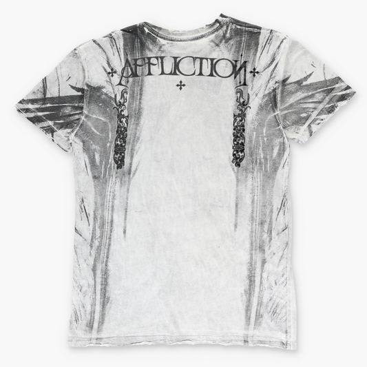 AFFLICTION Y2K Skull Wing Velvour Print Grunge USA Made Tee (L)