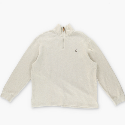 RALPH LAUREN POLO Small Pony Beige Knit 1/4 Zip Sweater (XL)