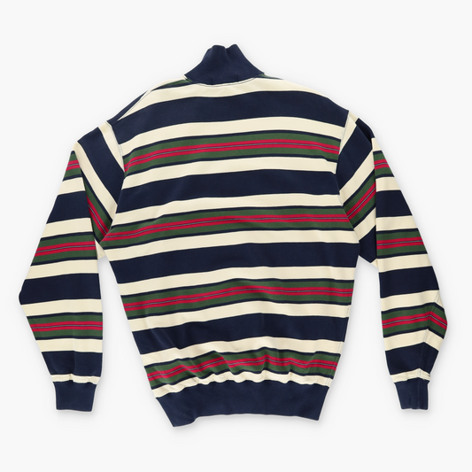 RALPH LAUREN POLO 80s Striped 1/4 Zip Sweater Pullover (L)