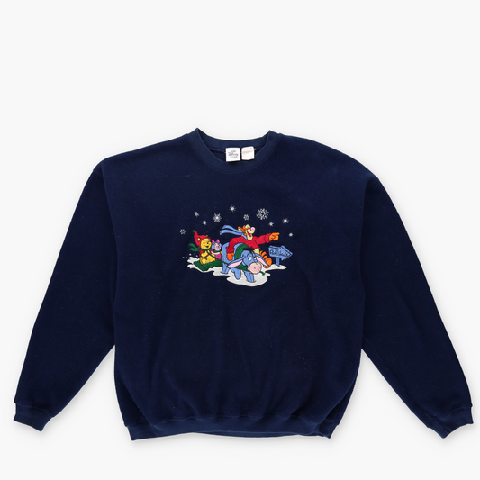 THE DISNEY STORE Winnie the Pooh & Friends Embroidered Graphic Fleece Sweatshirt (L)