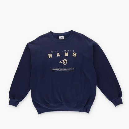 LEE Sport 90s NFL 'St Louis Rams' Spell Out Embroidered Logo Navy Sweatshirt (M)
