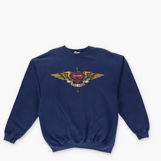 HARLEY DAVIDSON Fredrick Maryland Navy Double Sided Graphic Sweatshirt (L-XL)