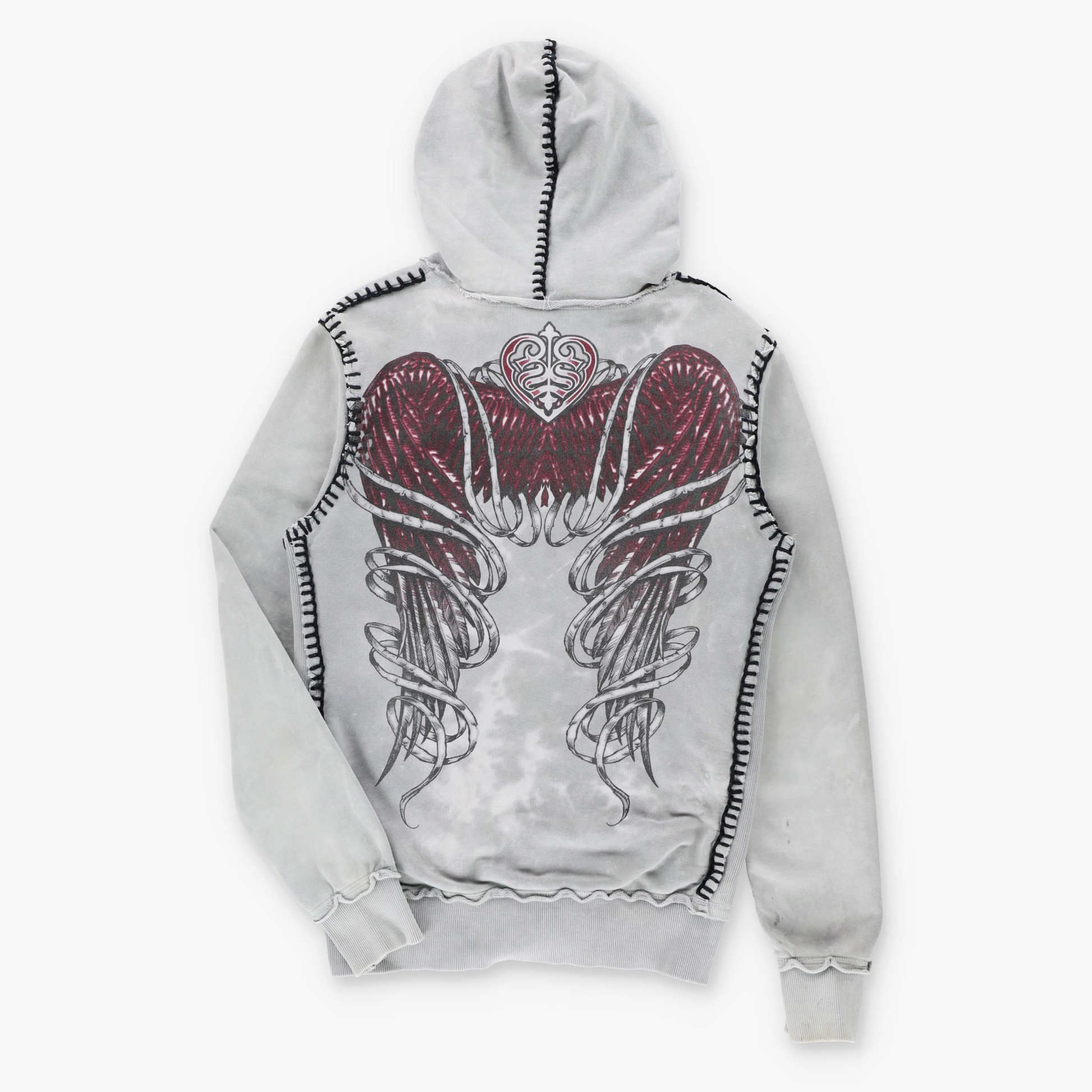 SINFUL AFFLICTION Stitching Detail & Rhinestone Embellished Y2K Full Zip Hoodie Sweatshirt (Women's M) ***COCO Vintage Sole Melbourne