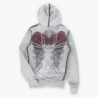 SINFUL AFFLICTION Stitching Detail & Rhinestone Embellished Y2K Full Zip Hoodie Sweatshirt (Women's M) ***COCO Vintage Sole Melbourne