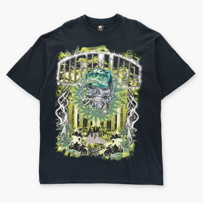 Vintage FUYA "High Life" 3D Skull & Glitter Smoke USA Made T-Shirt (XXL TALL)