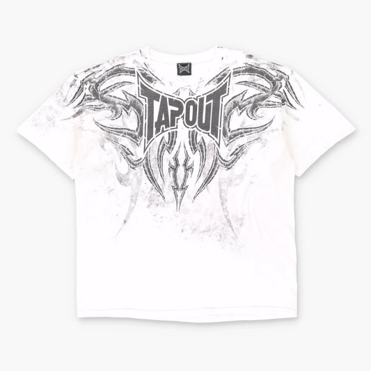 Vintage TAPOUT White Y2K Wrestling T-Shirt (XL)