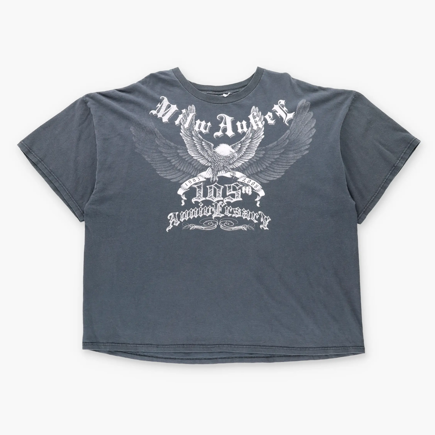 Vintage MILWAUKEE 105th Anniversary Eagle Dark Grey Y2K T-Shirt (XXL)