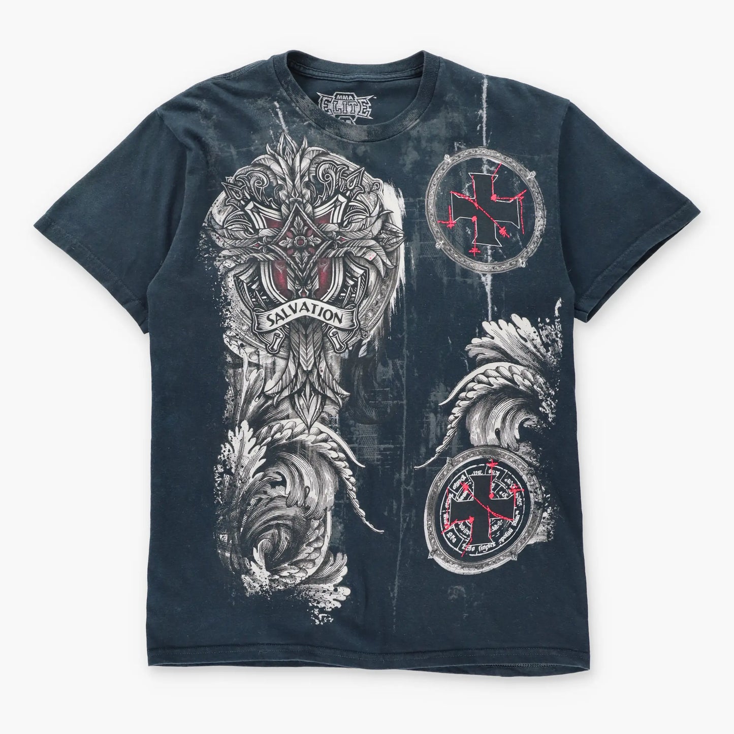 MMA ELITE "Salvation" Y2K Cross Black Vintage Tee (M)
