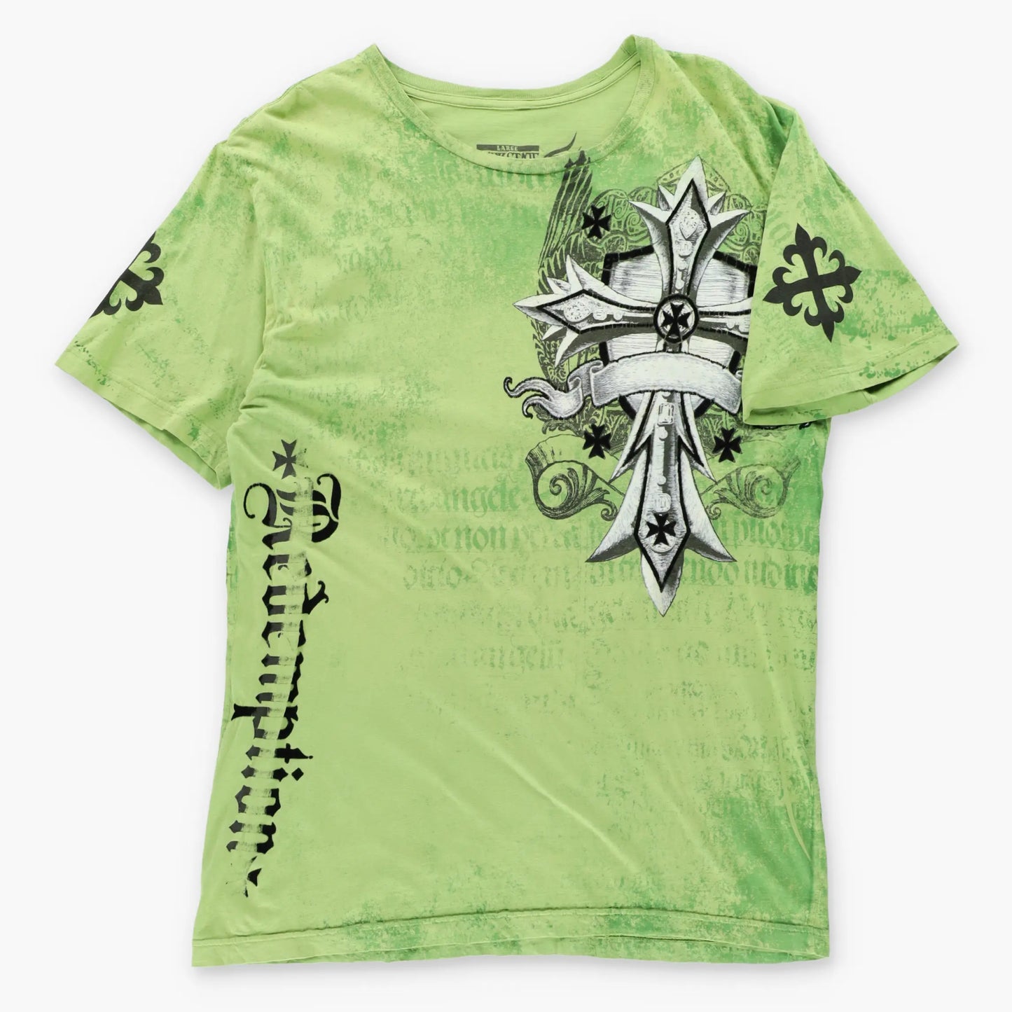 Vintage RAW STATE Premium "Redemption" Velvet Detail Green Y2K T-Shirt (L TALL)