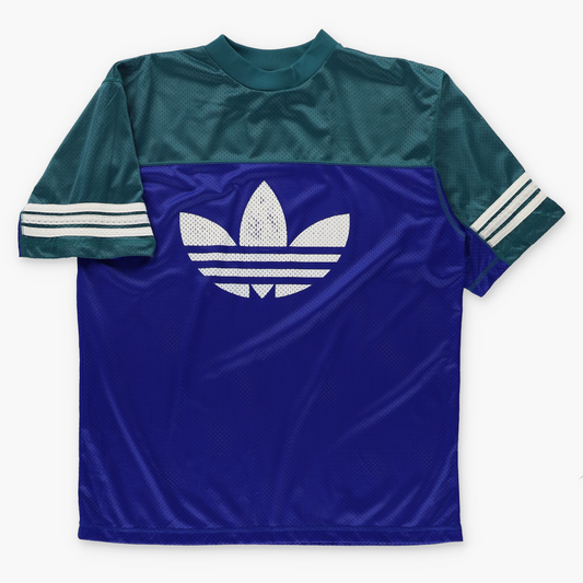 ADIDAS Blue & Teal Big Logo USA Made Mesh Jersey (L-XL)