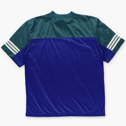 ADIDAS Blue & Teal Big Logo USA Made Mesh Jersey (L-XL)