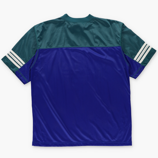 ADIDAS Blue & Teal Big Logo USA Made Mesh Jersey (L-XL)