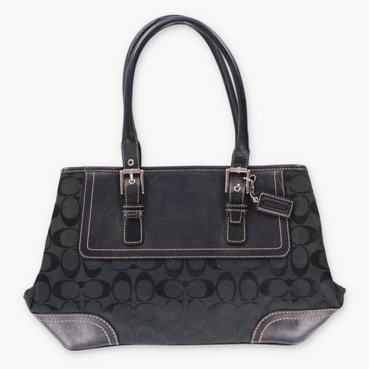COACH F11220 Hampton Signature Black Shoulder Bag
