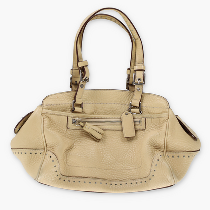 COACH 5031 Hampton Tassel Tan Pebbled Leather Bag