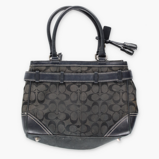 COACH 8K06 Signature Belted Black Canvas Shoulder Tote Bag