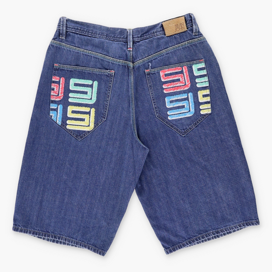 SEAN JOHN Y2K Colourful Stitching Jorts Denim Jean Shorts (34)