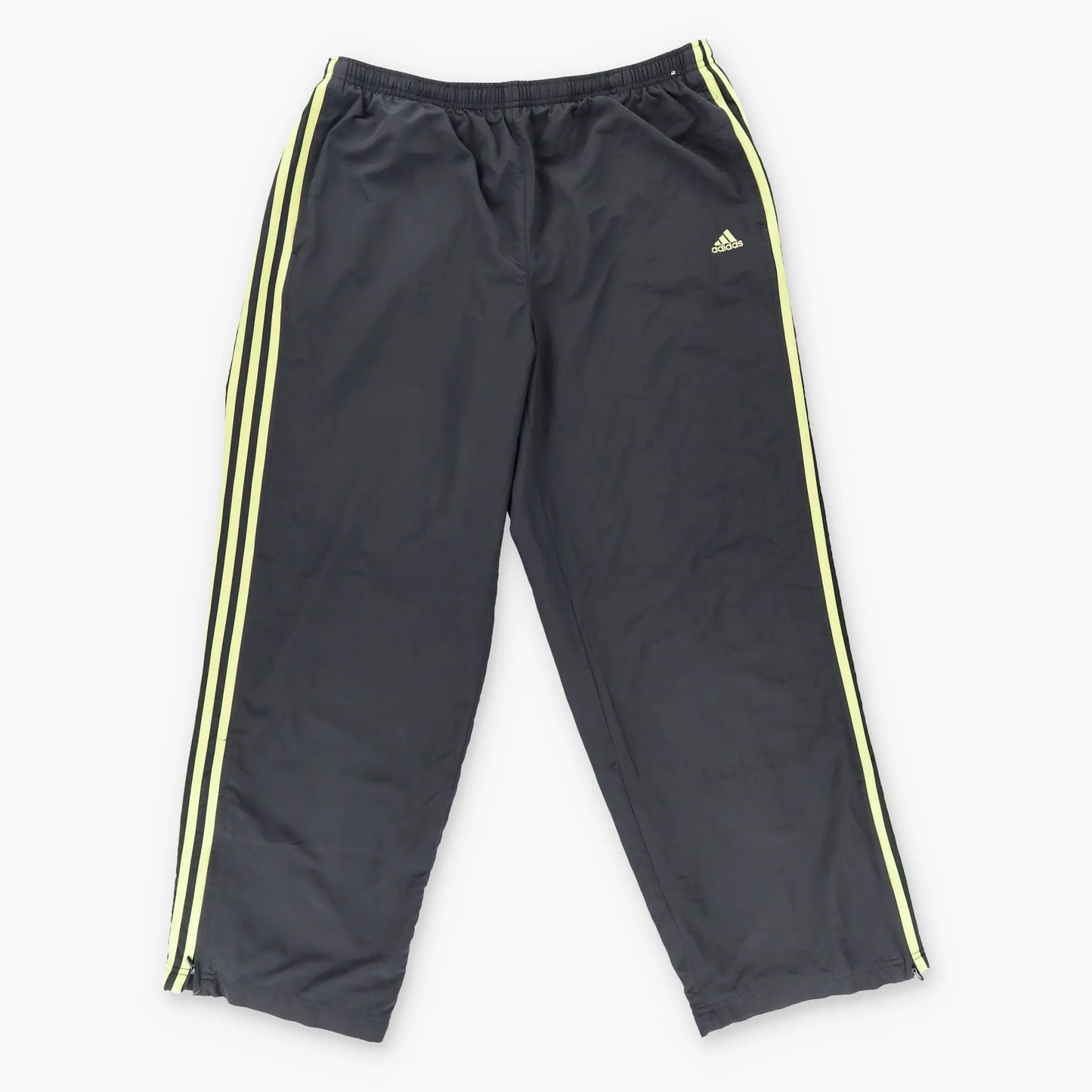 ADIDAS Embroidered Logo 3-Stripe Black & Fluro Track Pants (L) - Vintage Sole Melbourne