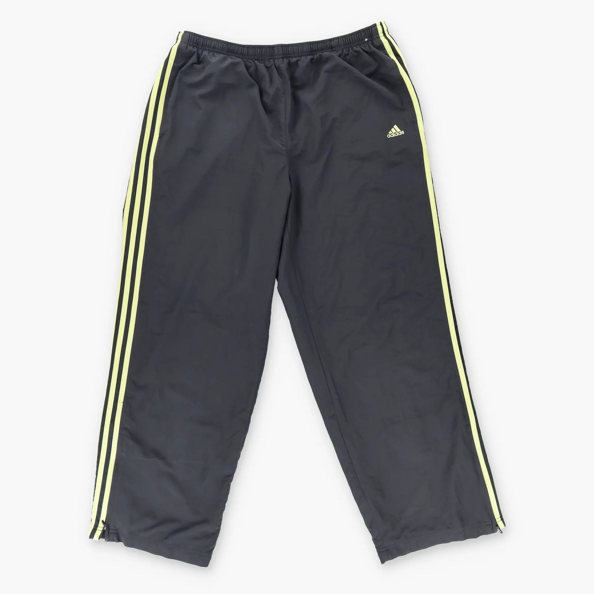 ADIDAS Embroidered Logo 3-Stripe Black & Fluro Track Pants (L) - Vintage Sole Melbourne