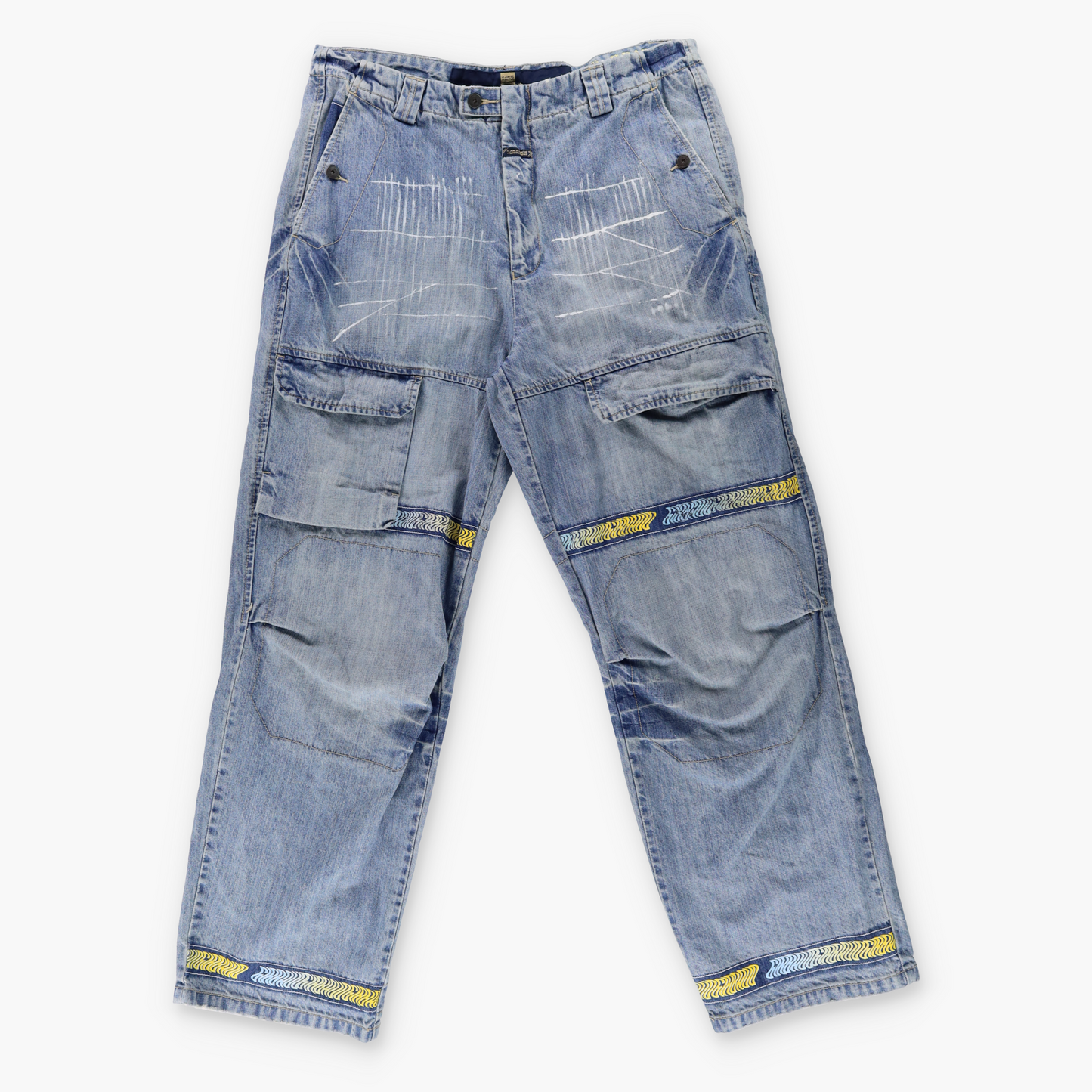 MARITHE FRANCOIS GIRBAUD Pocket Acid Wash Jeans (38)