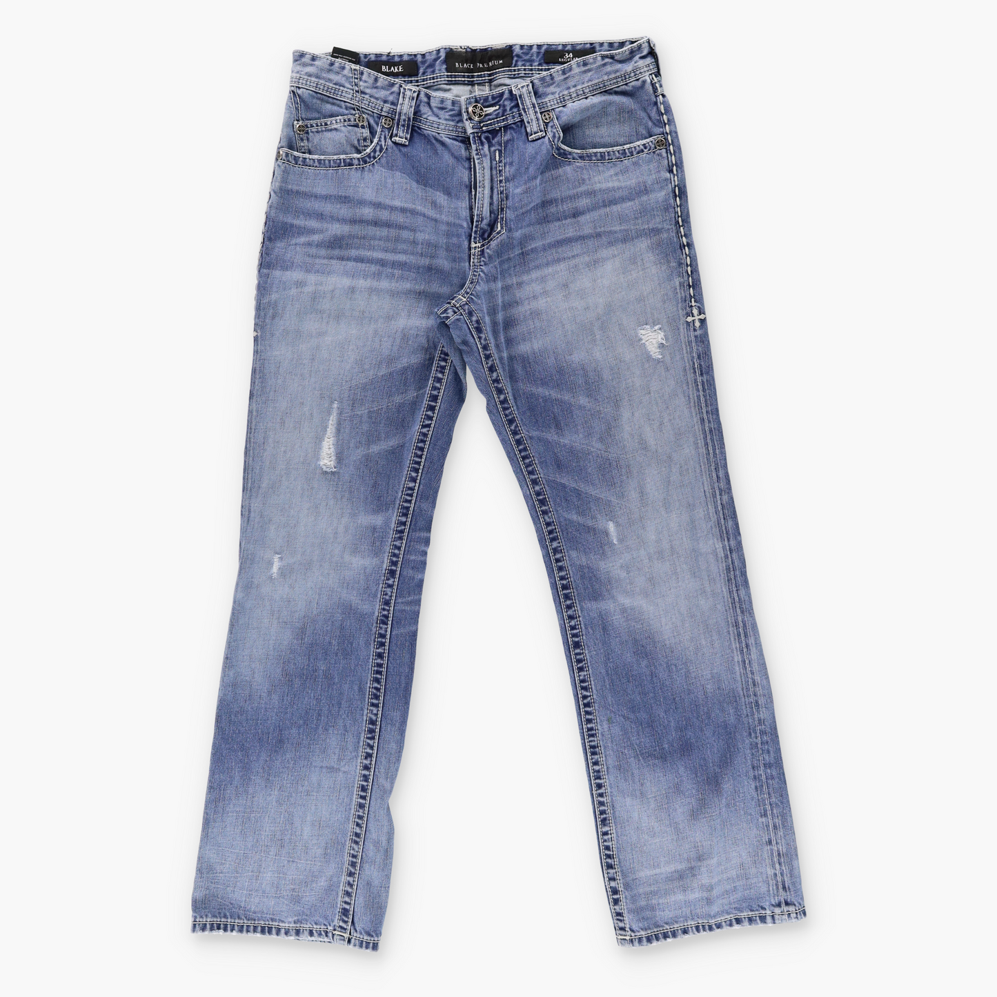 AFFLICTION Y2K Embroidered Cross Grunge Faded Jeans (34)