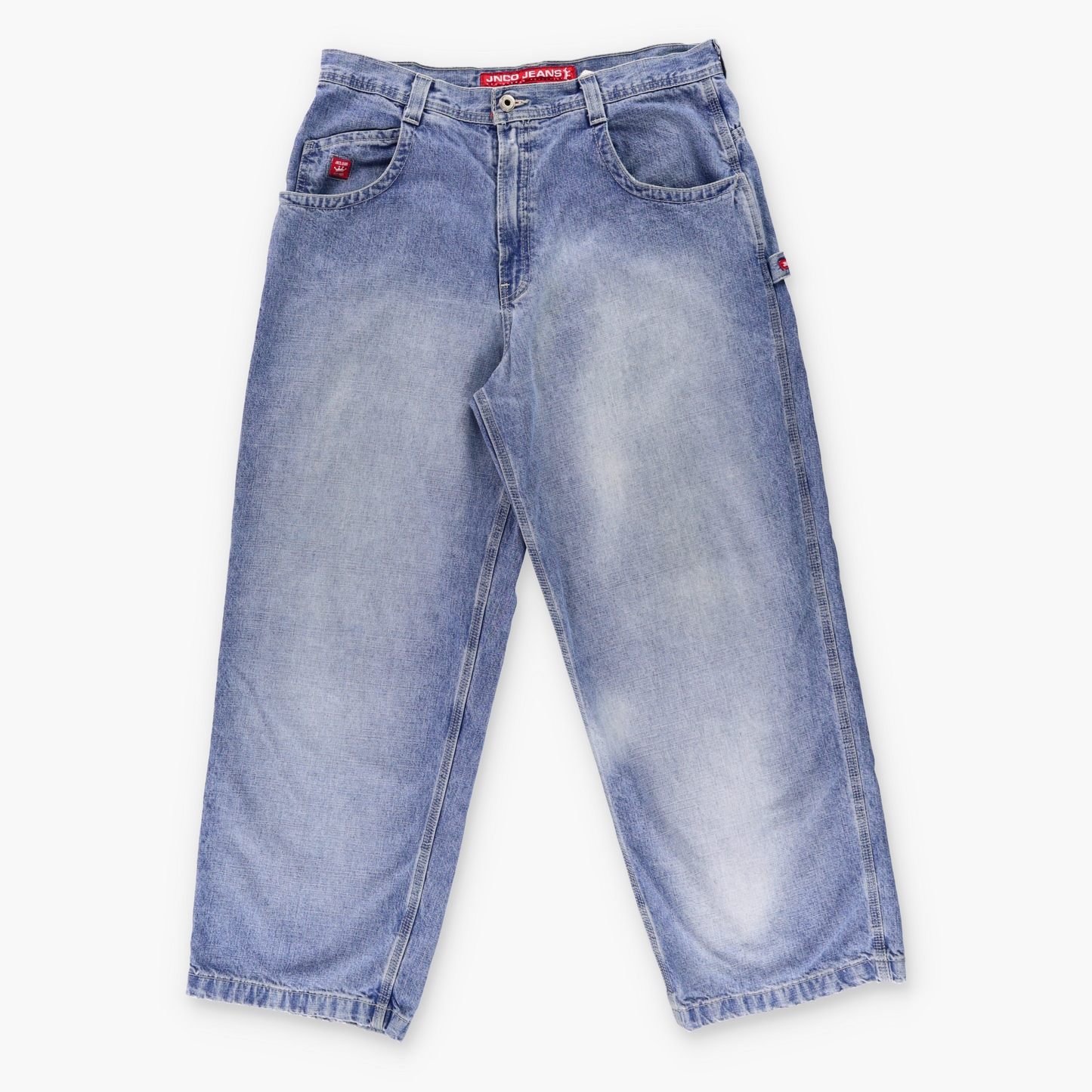 JNCO JEANS Y2K Embroidered Blue & Red Cargo Jeans (38 x 32)