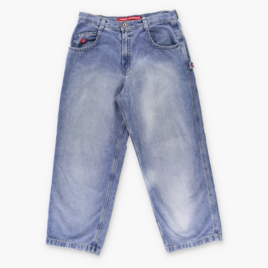 JNCO JEANS Y2K Embroidered Blue & Red Cargo Jeans (38 x 32)