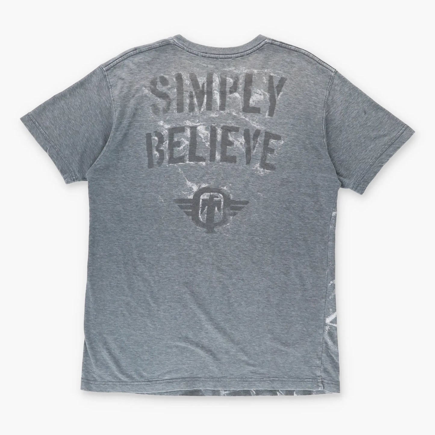 TAPOUT Y2K 'Simply Believe' Lion Grunge Tee (L-XL)