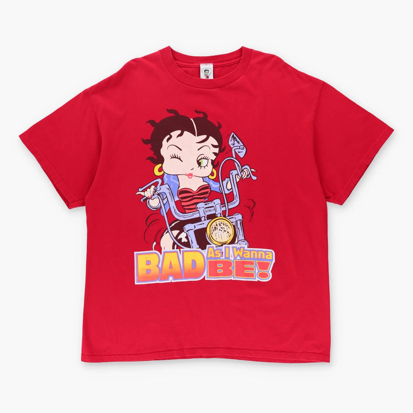 BETTY BOOP Y2K 'Bad As I Wanna Be!' Motorcycle Red Vintage T-Shirt (XL-XXL)