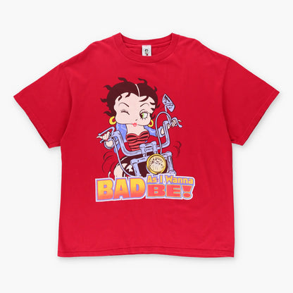 BETTY BOOP Y2K 'Bad As I Wanna Be!' Motorcycle Red Vintage T-Shirt (XL-XXL)