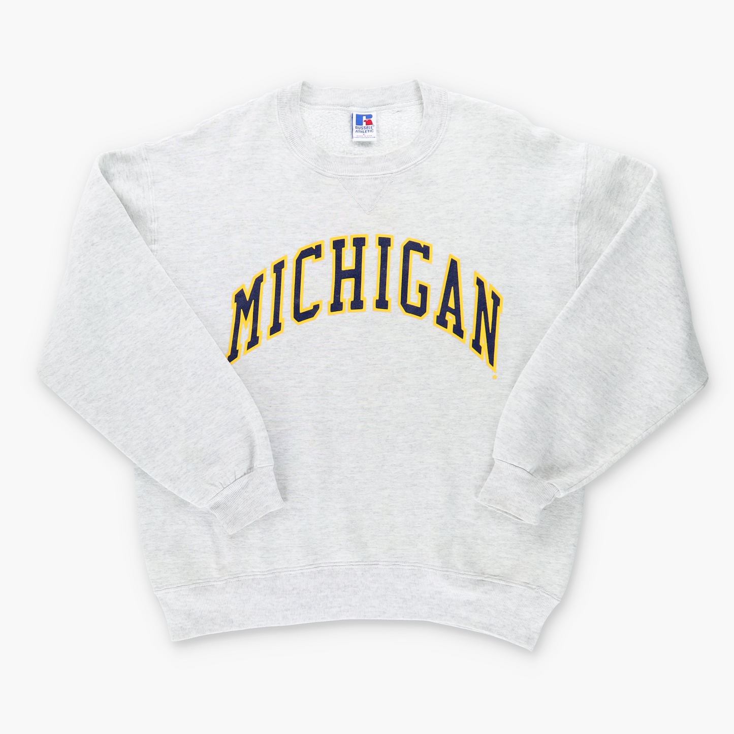 MICHIGAN Grey & Yellow USA Made 50/50 College Sweatshirt (M-L)