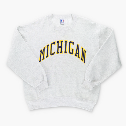 MICHIGAN Grey & Yellow USA Made 50/50 College Sweatshirt (M-L)