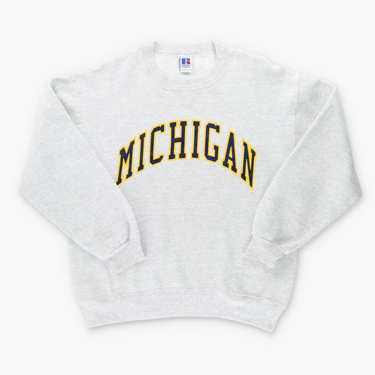 MICHIGAN Grey & Yellow USA Made 50/50 College Sweatshirt (M-L)