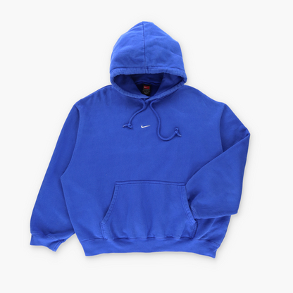 NIKE Blue Embroidered Centre Logo Hoodie Sweatshirt Made In Korea (L)