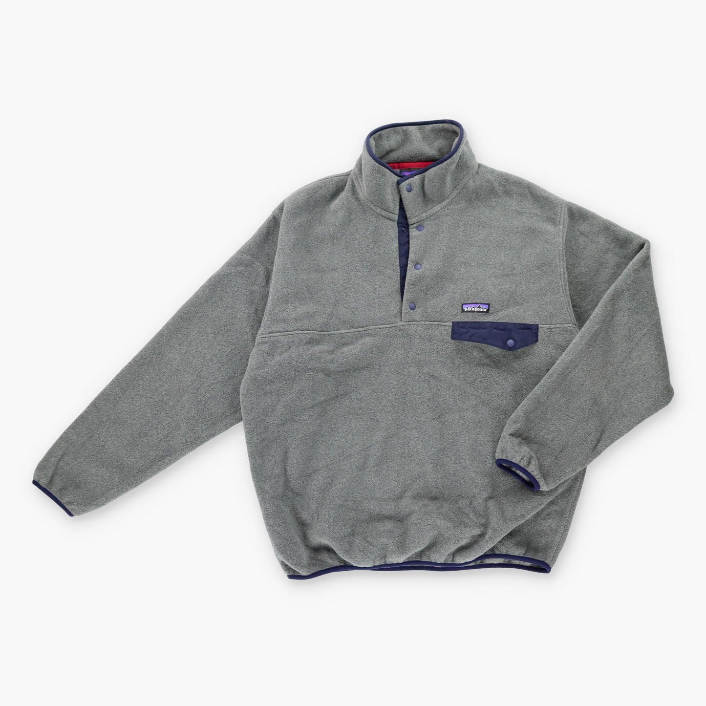 Vintage PATAGONIA Fleece Quarter Snap Grey & Navy Sweatshirt (M) *Aubs Vintage Sole Melbourne