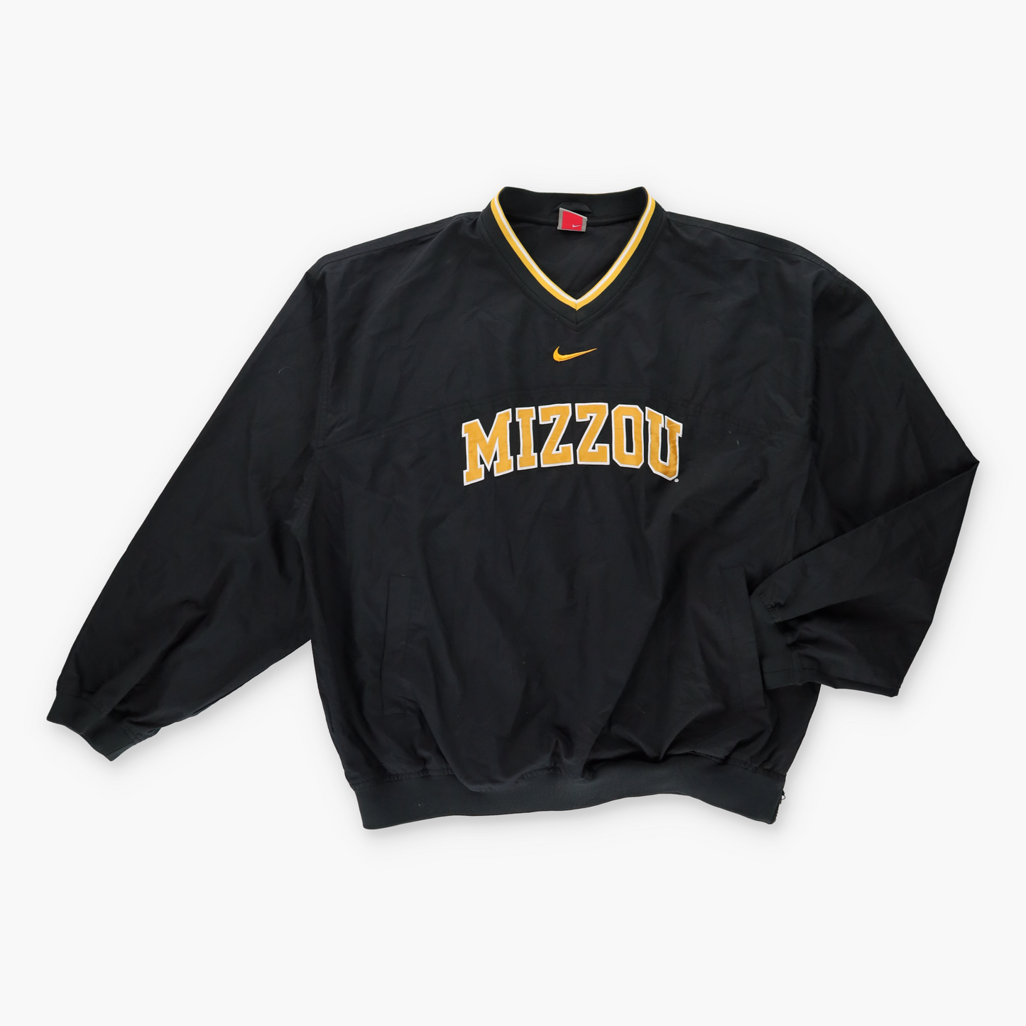 Vintage MIZZOU x NIKE Varsity Embroidered Swoosh Tigers Yellow & Black Pullover Windbreaker(XL) *Aubs Vintage Sole Melbourne