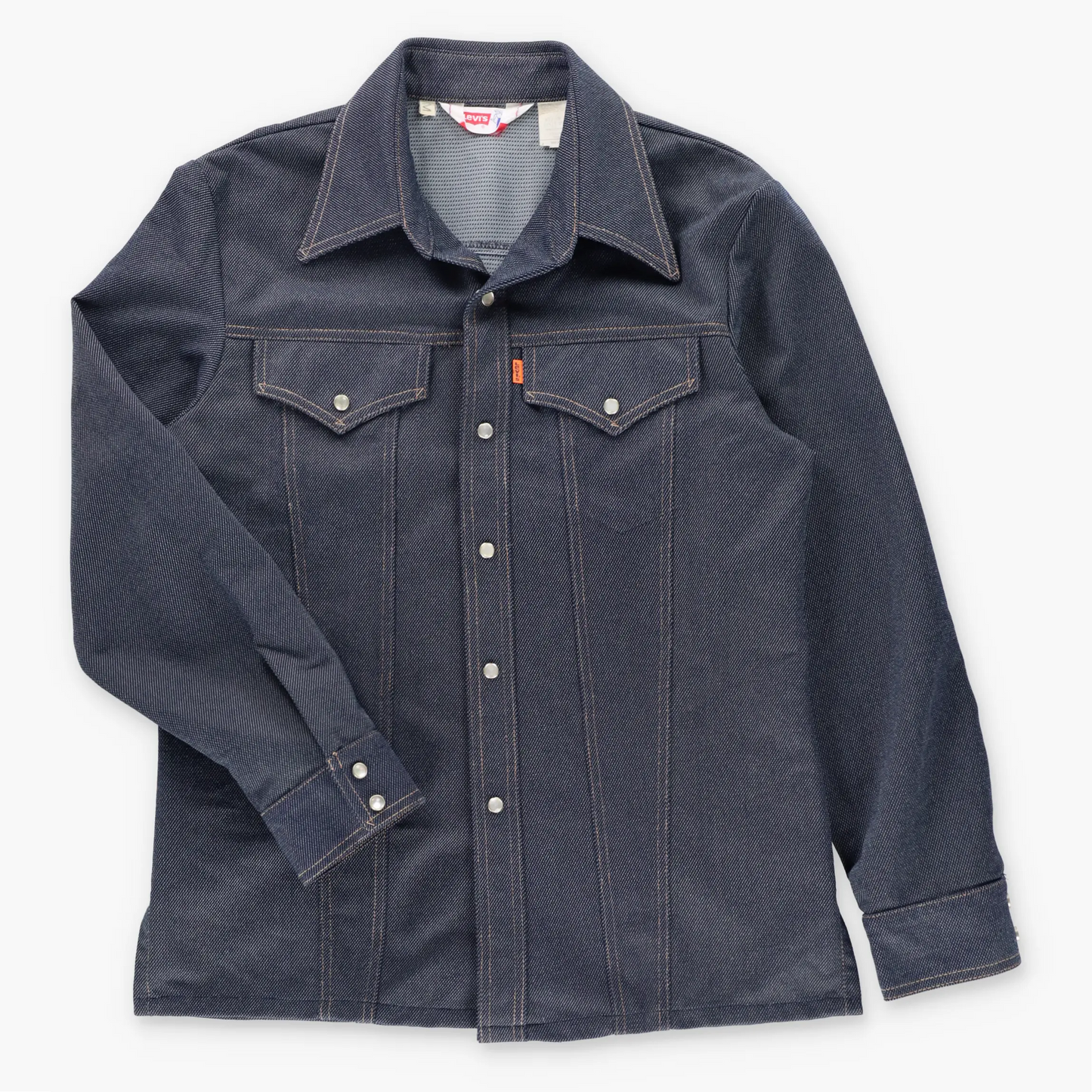 Vintage LEVI'S Orange Tab Pearl Snap Button Navy Blue Western Shacket (M)