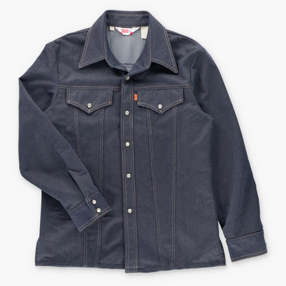 Vintage LEVI'S Orange Tab Pearl Snap Button Navy Blue Western Shacket (M)