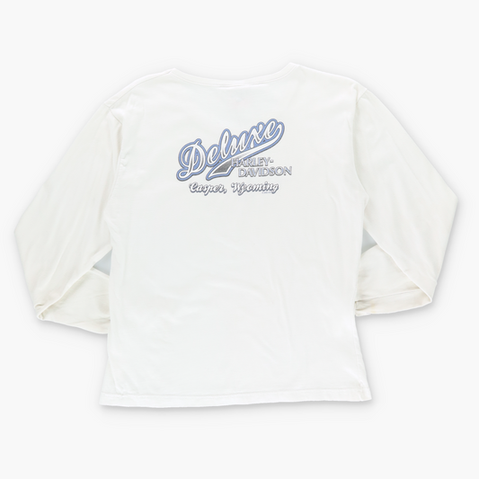 HARLEY DAVIDSON Y2K Eagle Heart USA Made White Long Sleeve Tee (XS)