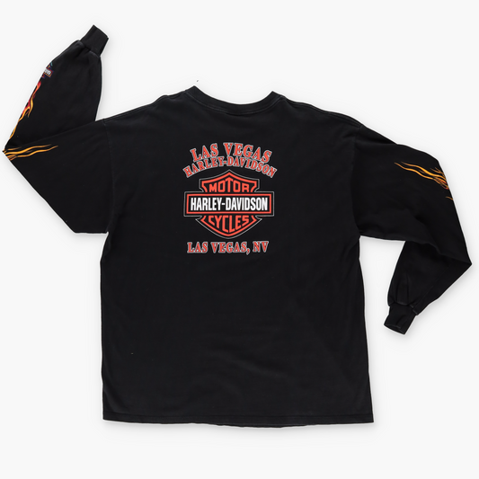 2000 HARLEY DAVIDSON Y2K Eagle Flame USA Made Long Sleeve Motorcycle Tee (XL-XXL)